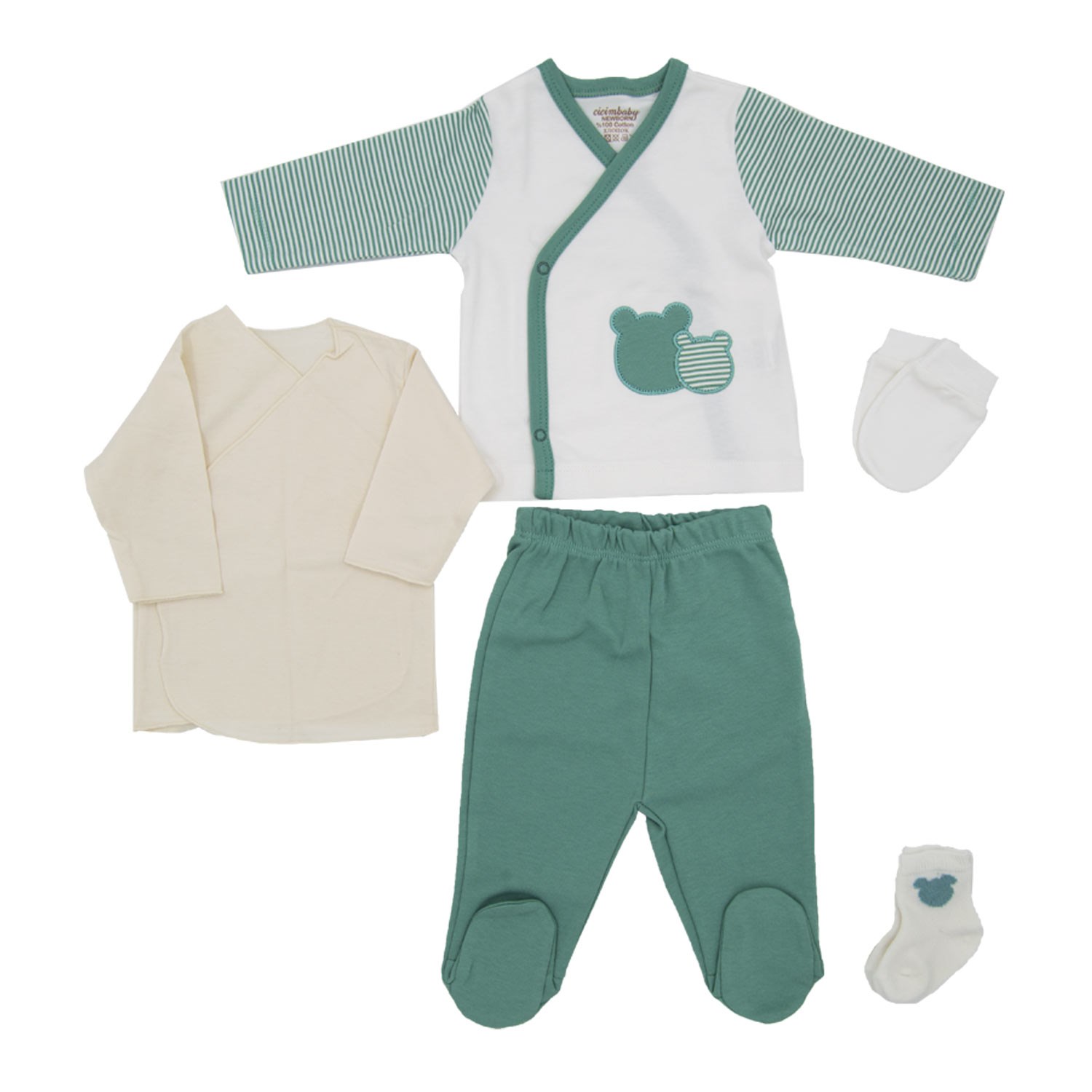 Ciccim Baby Ayıcık 10'lu Bebek Hastane Çıkış Seti 4419 Yeşil