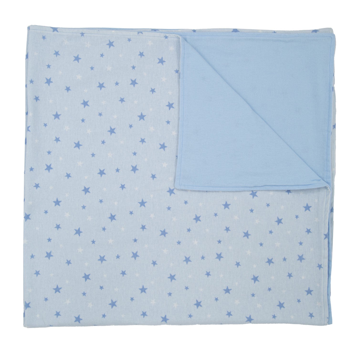 Mynest Çift Taraflı Pamuklu Flanel (Pazen) Battaniye 120x120 Mavi