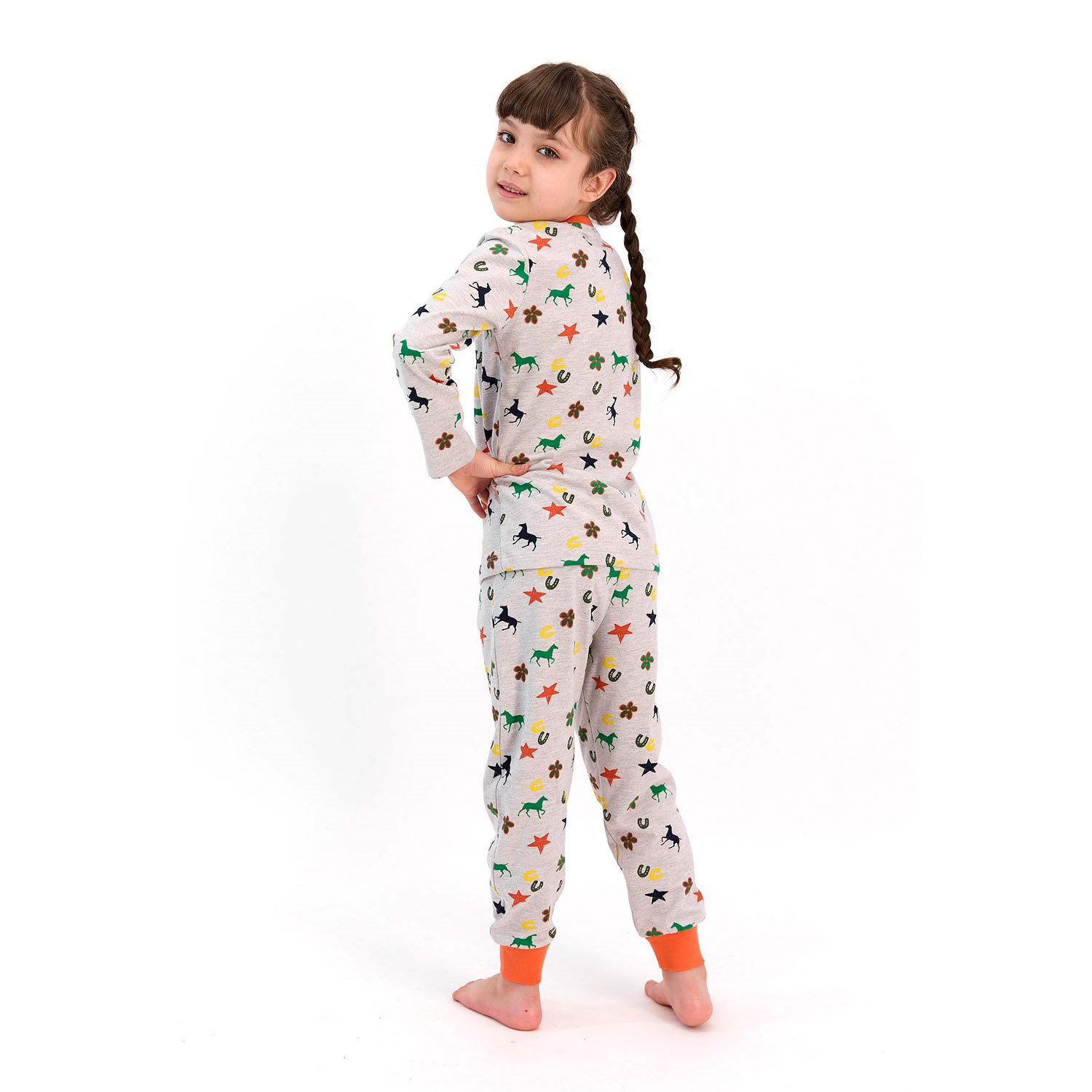 U.S. Polo Assn Kız Çocuk Pijama Takımı US950-4 Bej Melanj