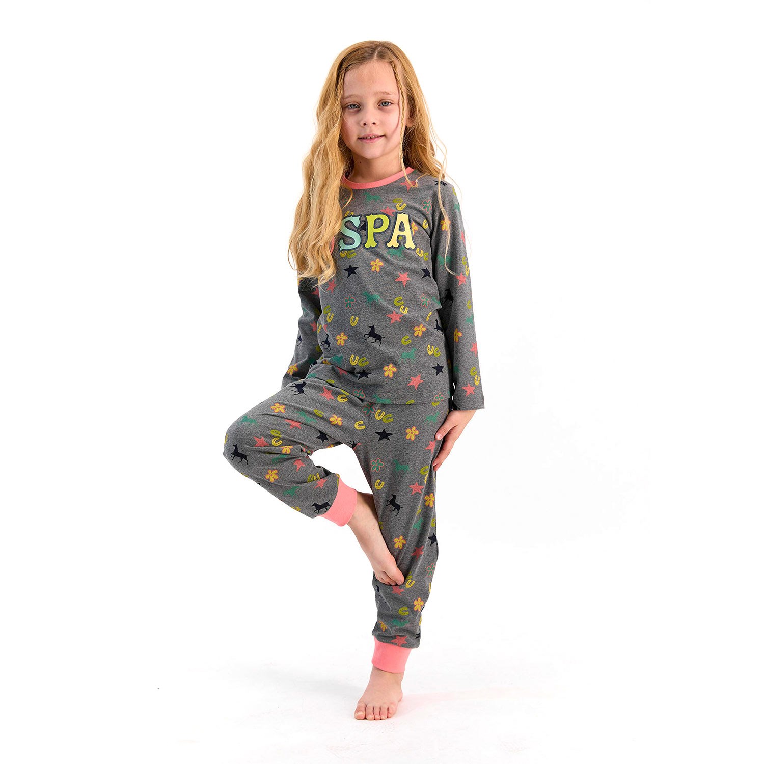 U.S. Polo Assn Kız Çocuk Pijama Takımı US950-4 Melanj