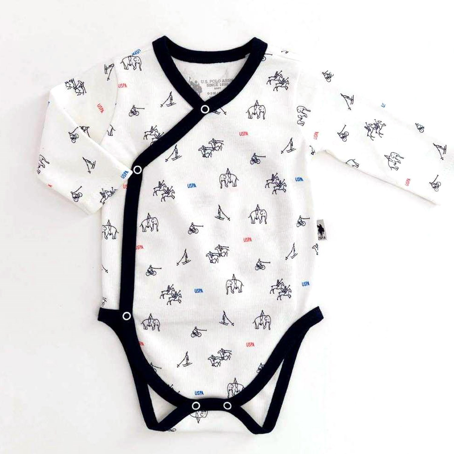 U.S. Polo Assn 2'li Uzun Kollu Kruvaze Bebek Body USB146 Krem