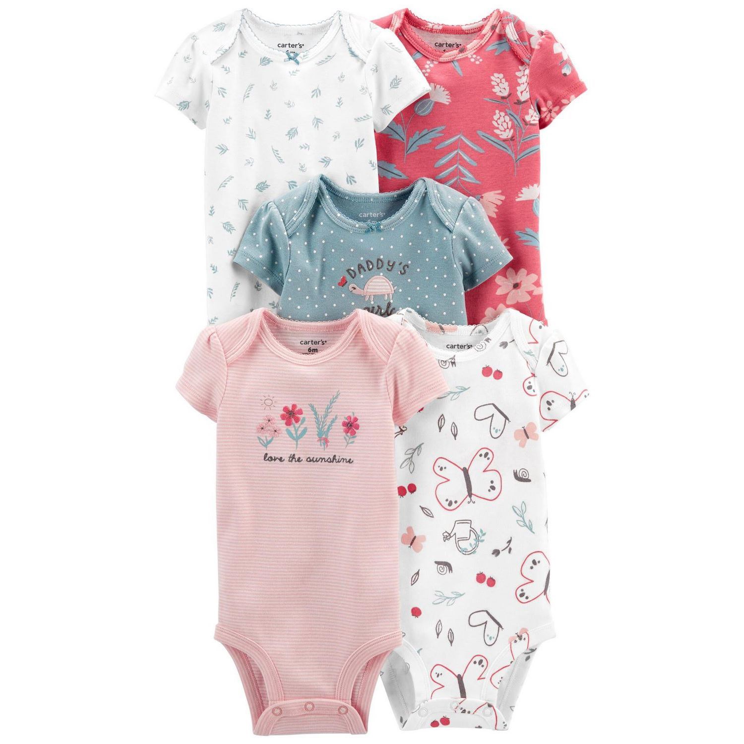 Carter's Layette Kız Bebek 5'li Body 1L766810 Çok Renkli