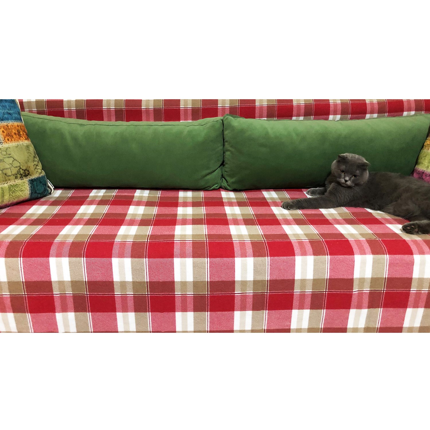 Ezh Ekose Pamuklu Flanel Koltuk Örtüsü / Şalı 170x230 Kırmızı