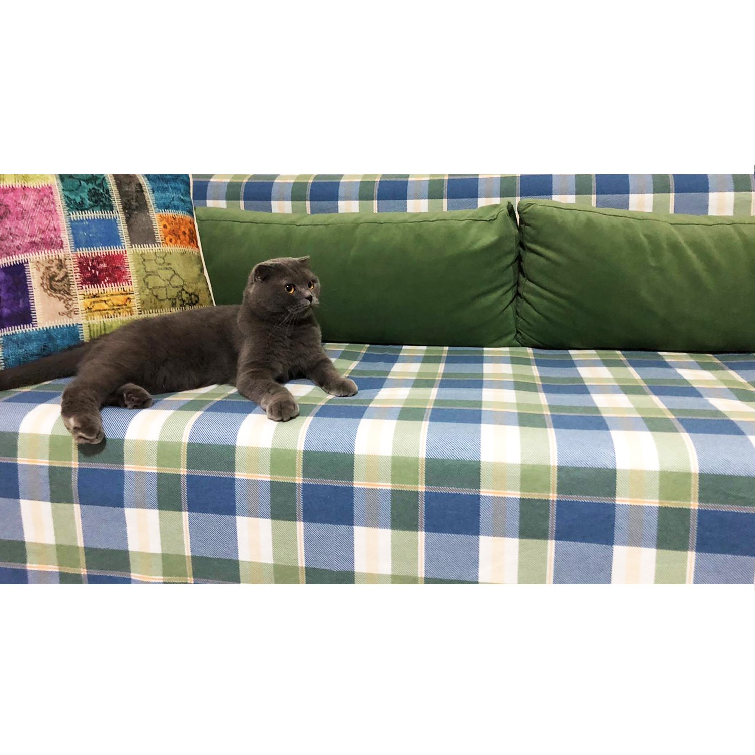 Ezh Ekose Pamuklu Flanel Koltuk Örtüsü / Şalı 170x230 Lacivert