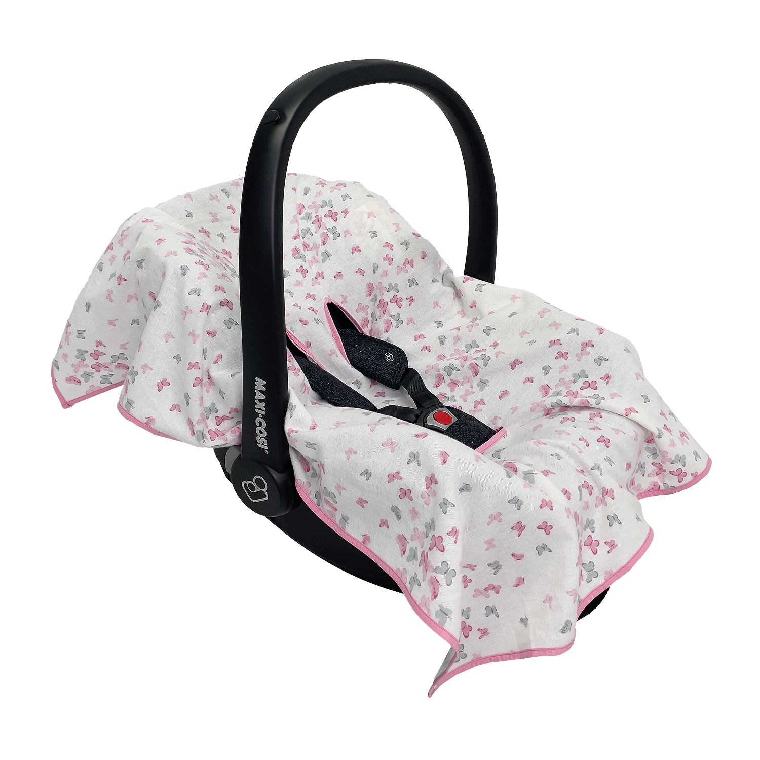 Mynest Ana Kucağı Kılıfı Flanel (Pazen) Kumaş 0-13 Kg 1018 Gri-Pembe