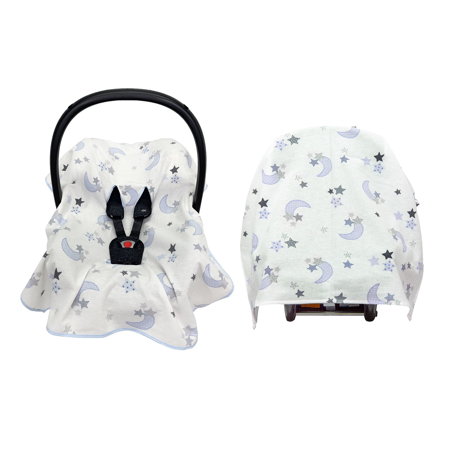 Mynest Flanel Battaniye ve Ana Kucağı Kılıfı 0-13 Kg 1017 Ekru-Mavi