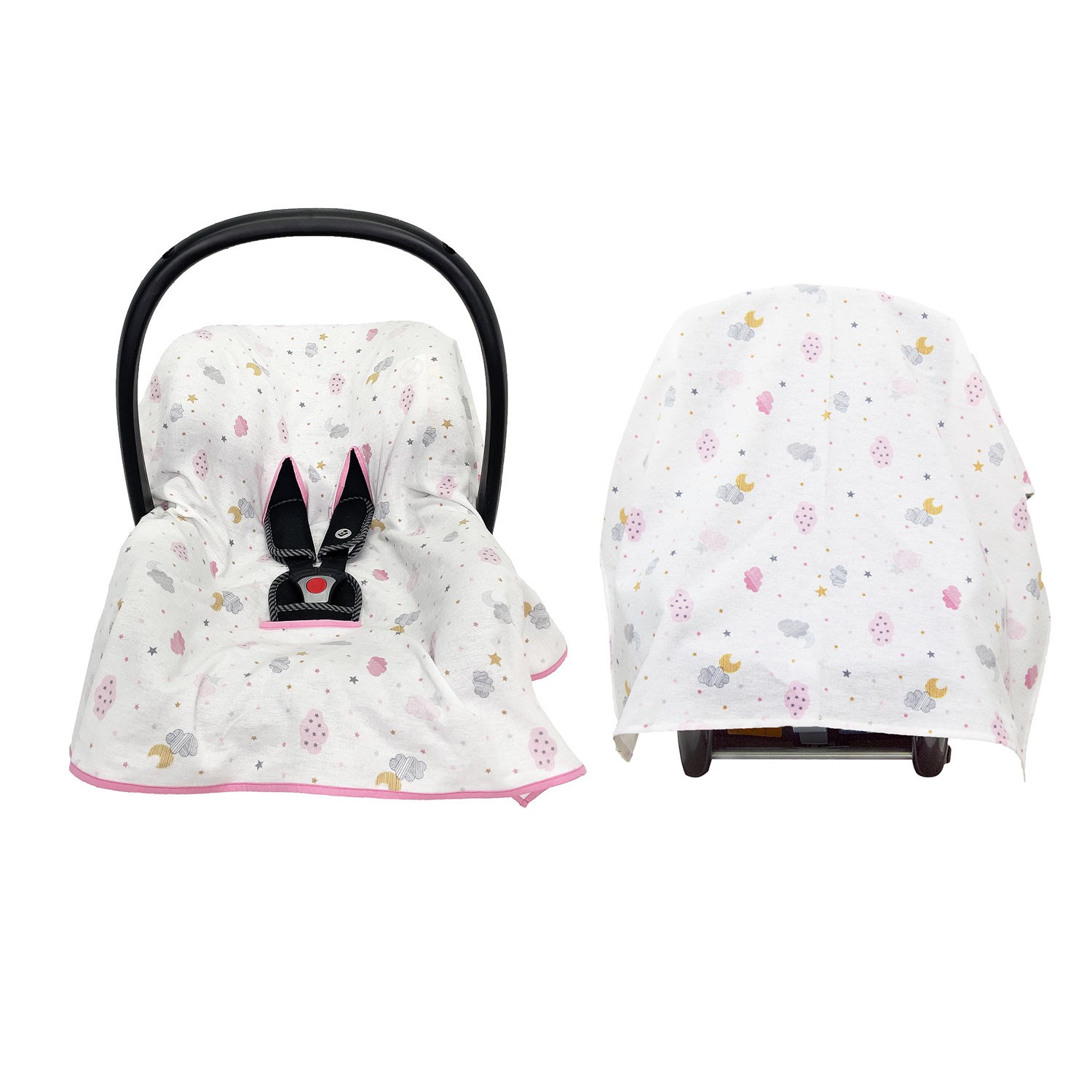 Mynest Flanel Battaniye ve Ana Kucağı Kılıfı 0-13 Kg 1017 Pembe