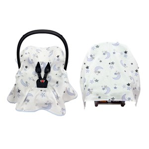 Mynest Flanel Battaniye ve Ana Kucağı Kılıfı 0-13 Kg 1017 Ekru-Mavi