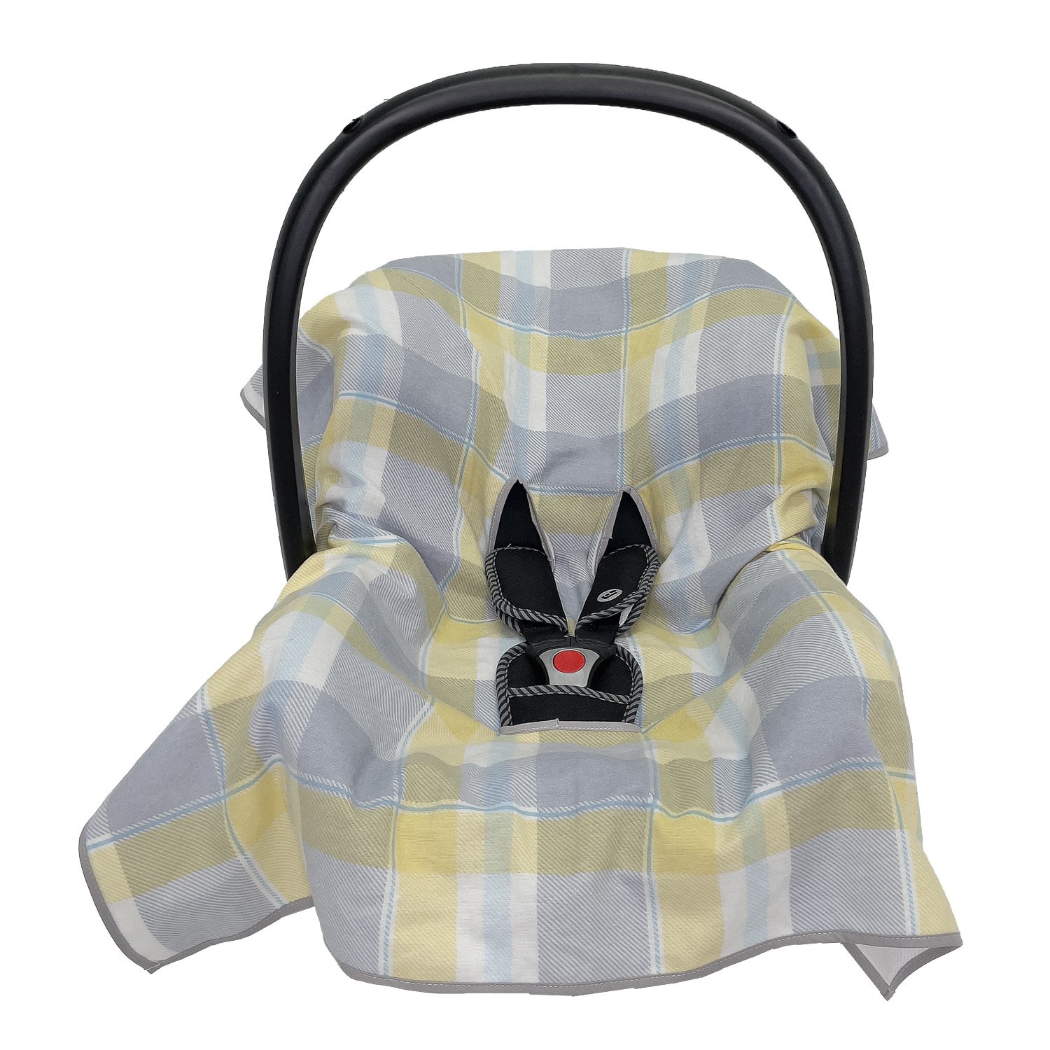 Ezh Ana Kucağı Kılıfı Flanel Kumaş (Pazen) 0-13 Kg Mavi-Sarı