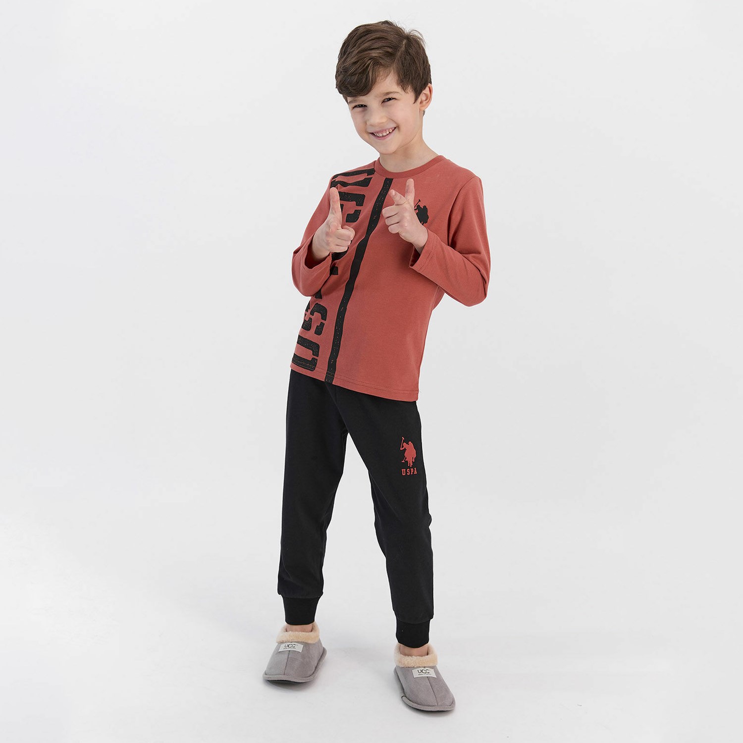 U.S. Polo Assn Erkek Çocuk Pijama Takımı US926-4 Tarçın