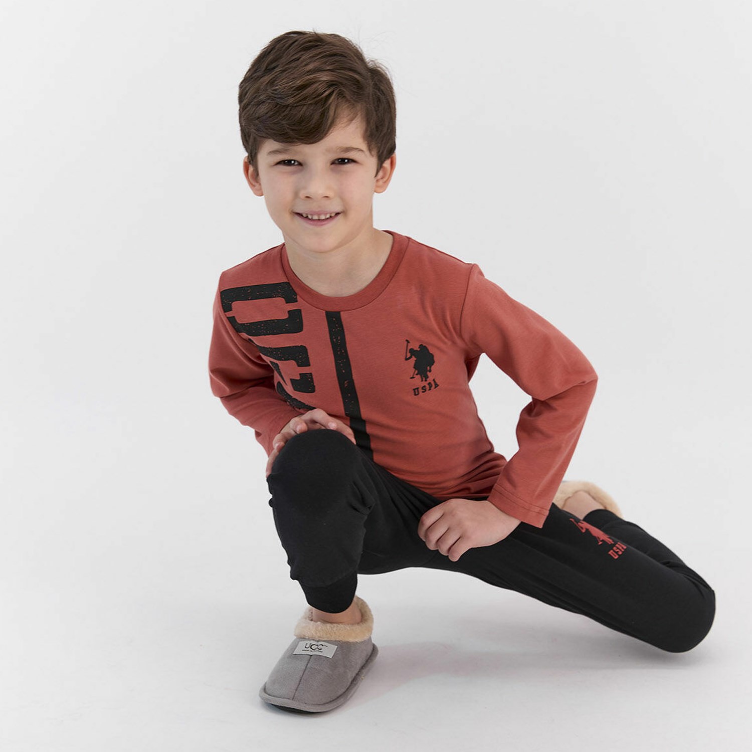 U.S. Polo Assn Erkek Çocuk Pijama Takımı US926-4 Tarçın