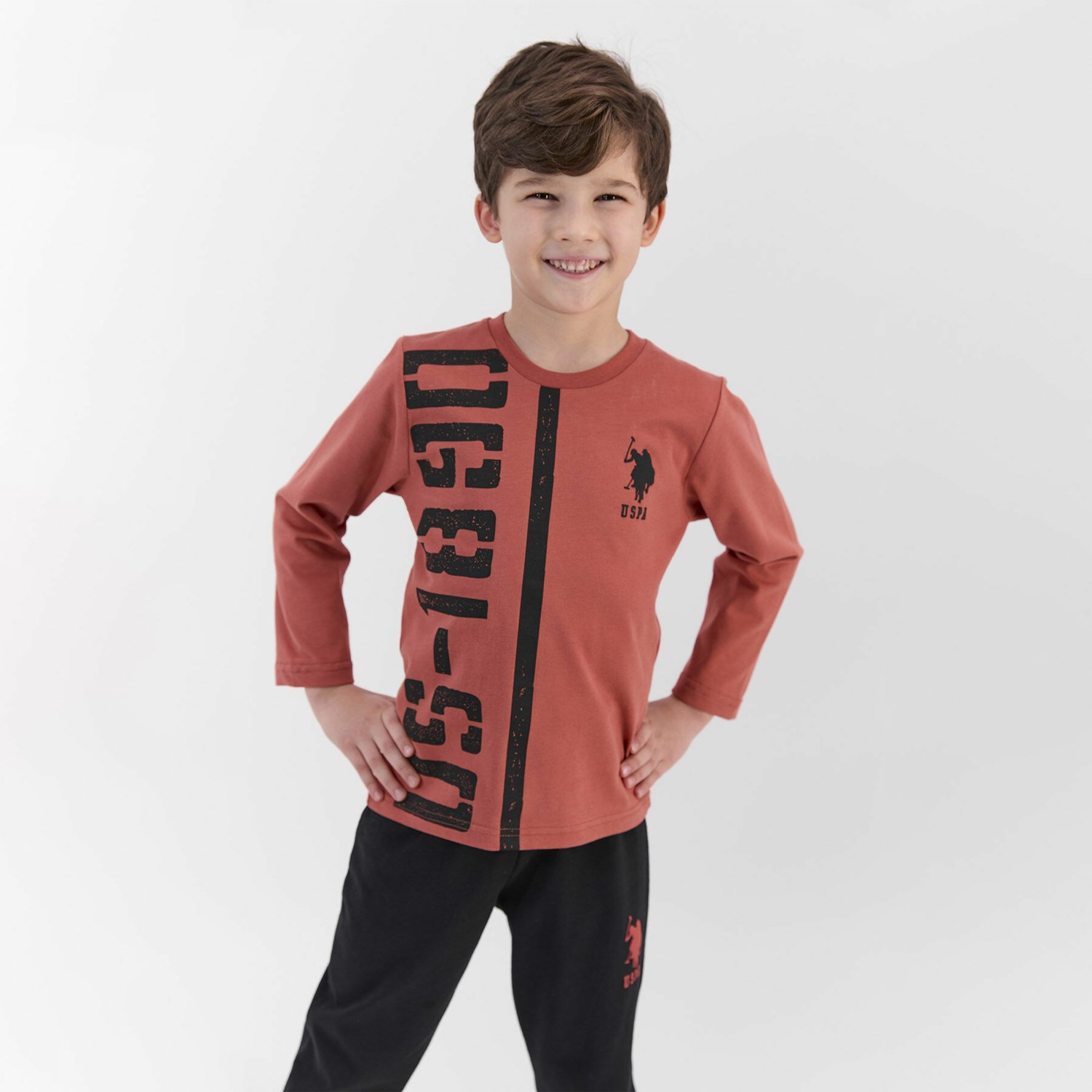U.S. Polo Assn Erkek Çocuk Pijama Takımı US926-4 Tarçın