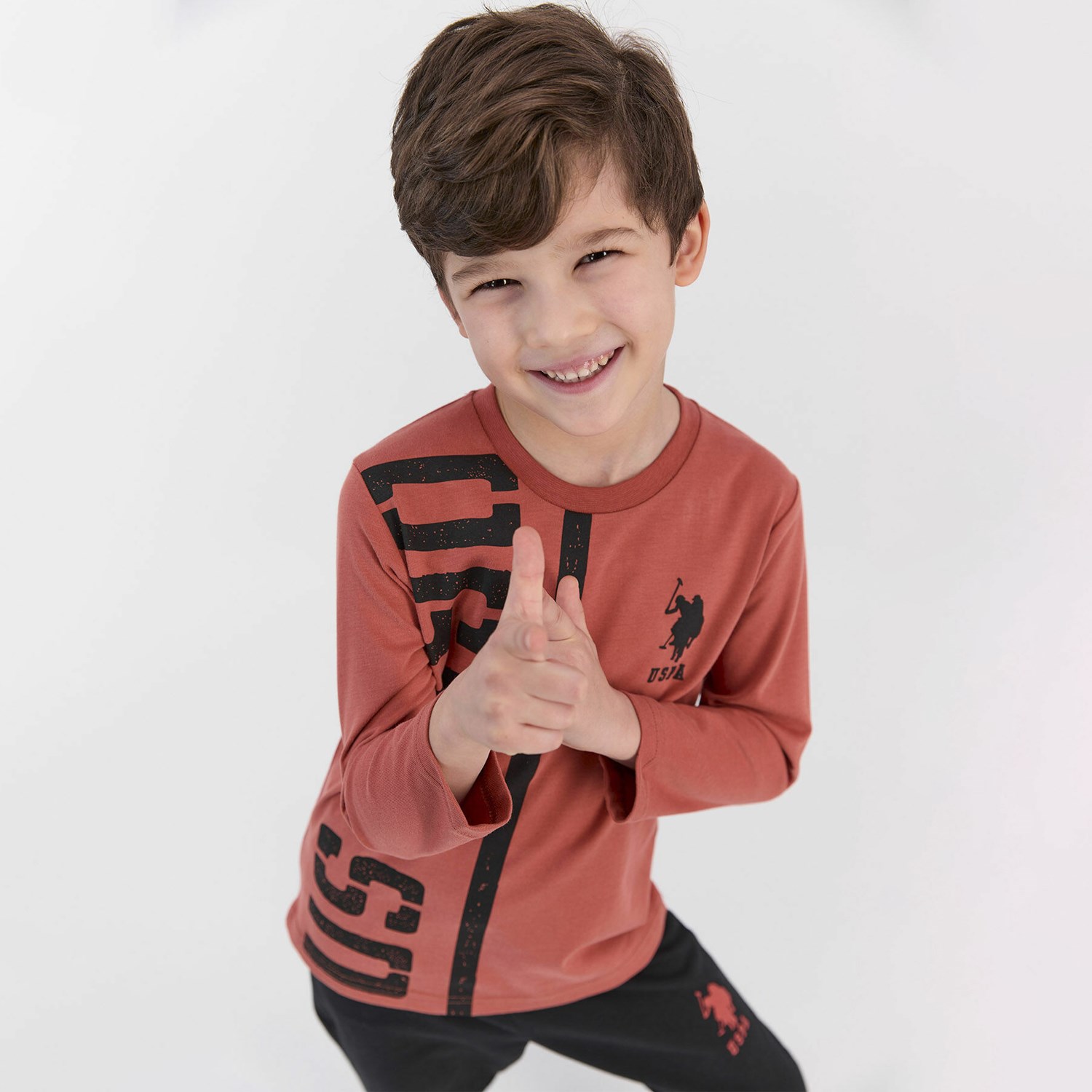 U.S. Polo Assn Erkek Çocuk Pijama Takımı US926-4 Tarçın