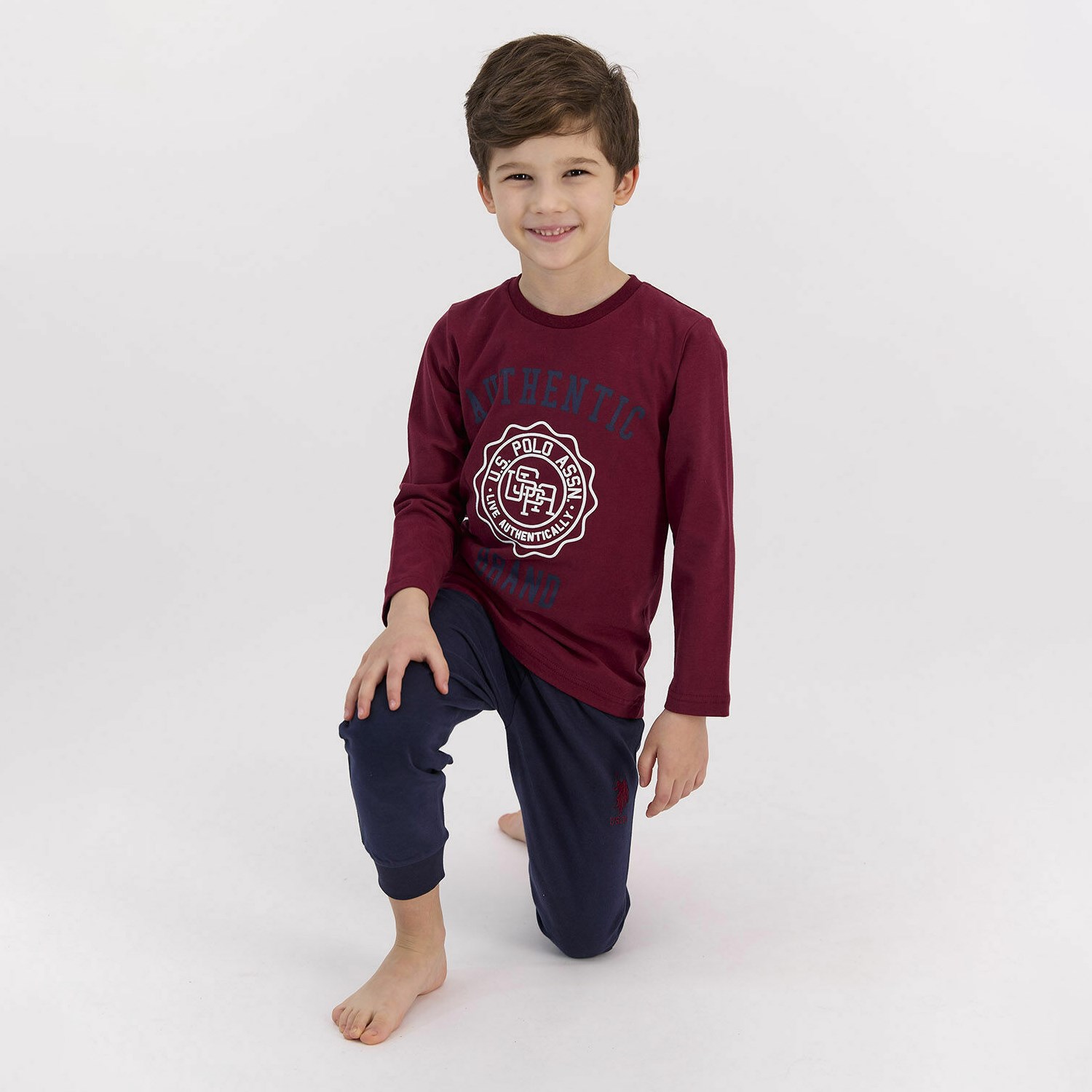 U.S. Polo Assn Erkek Çocuk Pijama Takımı US902-4 Bordo