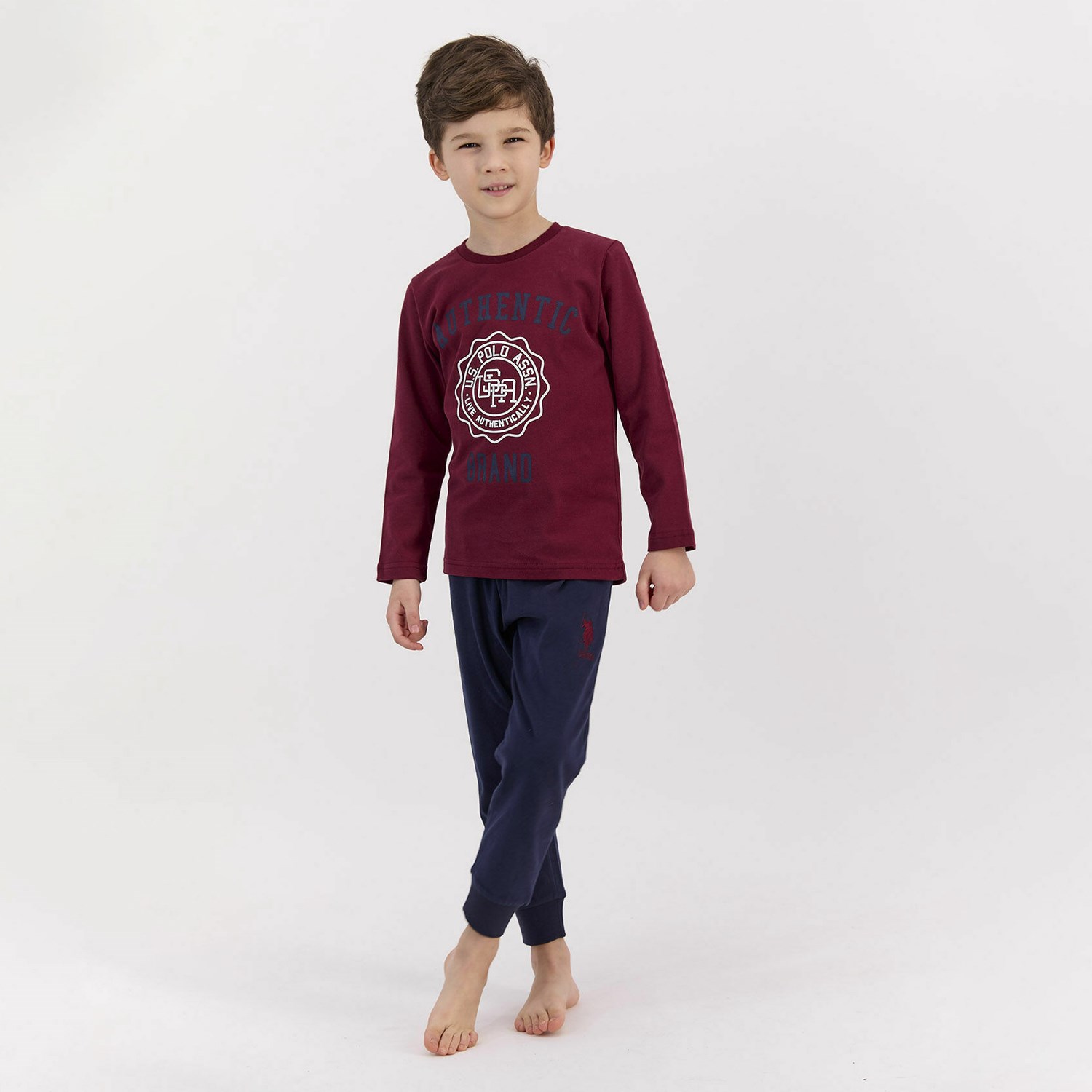 U.S. Polo Assn Erkek Çocuk Pijama Takımı US902-4 Bordo