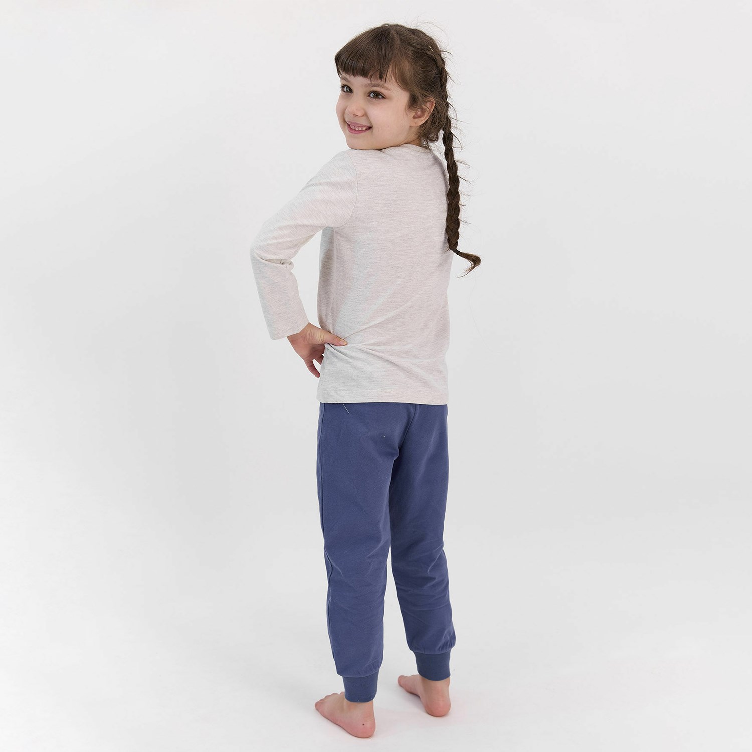 U.S. Polo Assn Kız Çocuk Pijama Takımı US965-4 Bej Melanj