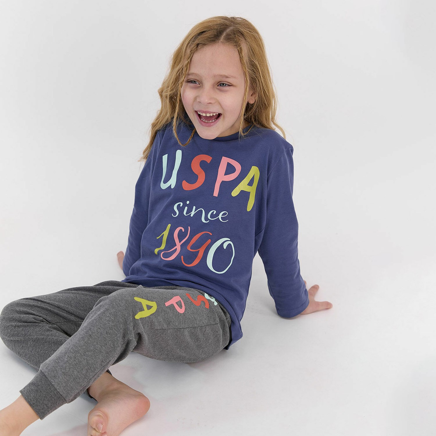U.S. Polo Assn Kız Çocuk Pijama Takımı US965-4 İndigo
