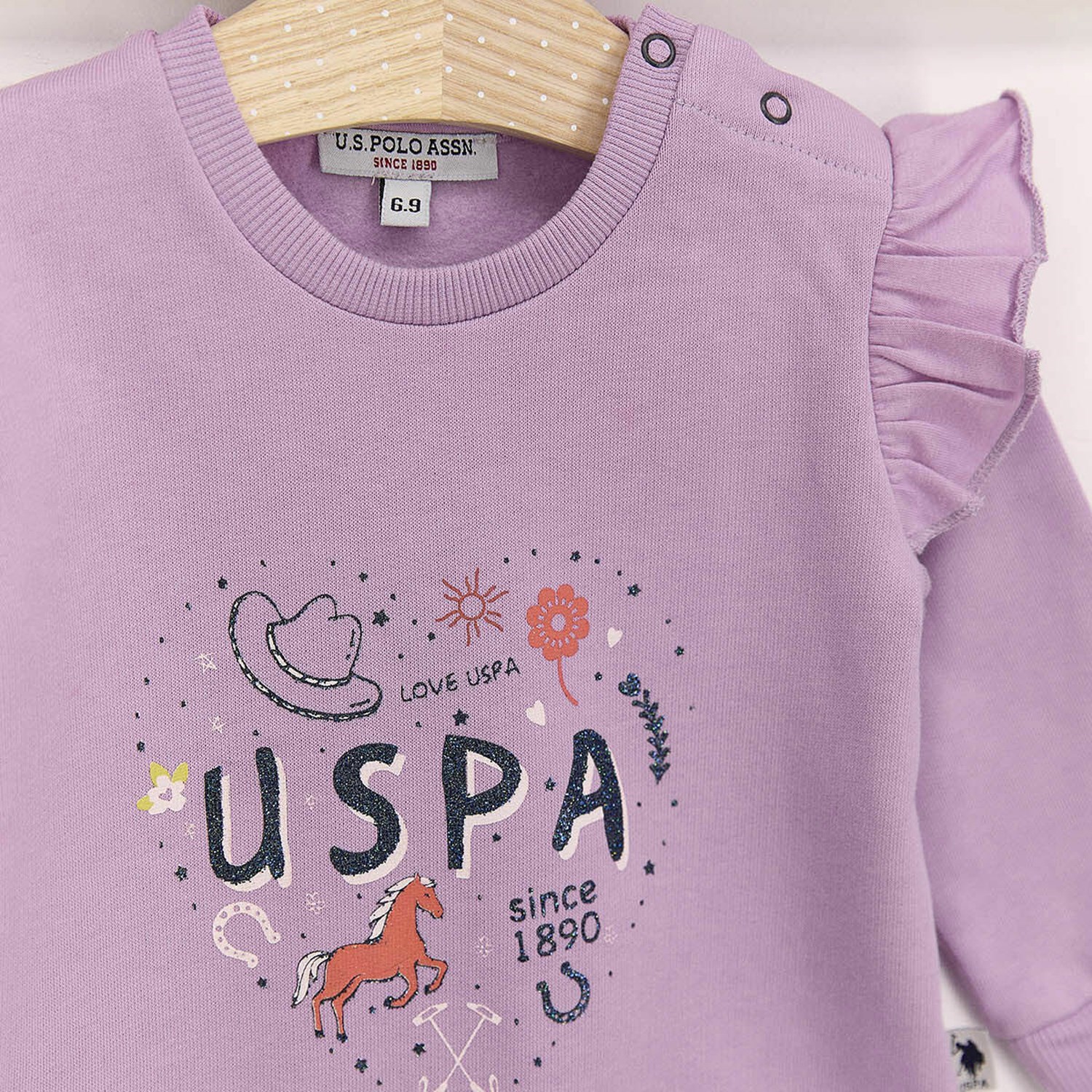U.S. Polo Assn Kız Bebek Uzun Kollu 2'li Takım USB586 Lila