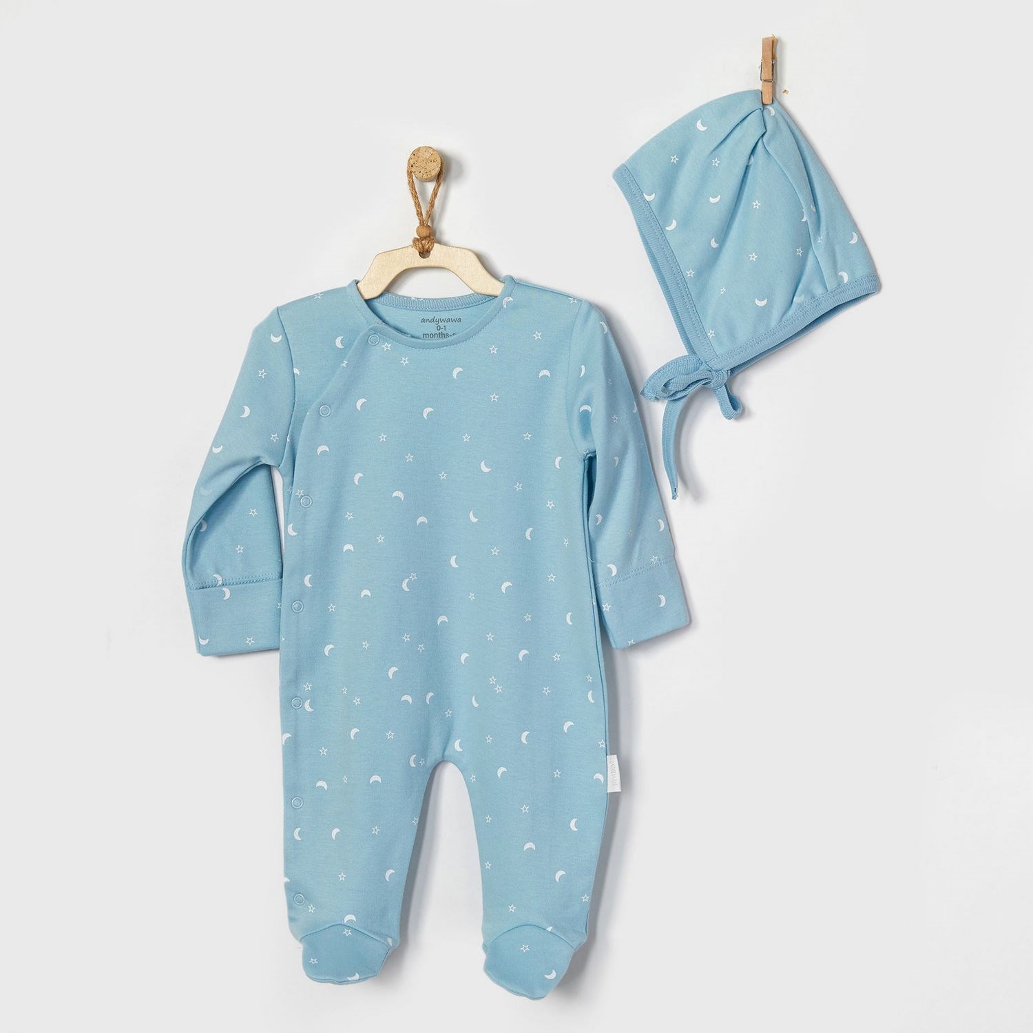 Andywawa Time To Sleep Bebek Tulumu AC22457 Mavi