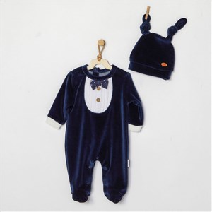 Andywawa New Years Şapkalı Bebek Tulumu AC22387 Koyu Lacivert