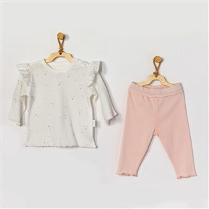 Andywawa Lily Bebek Pijama Takımı AC22352 Ekru