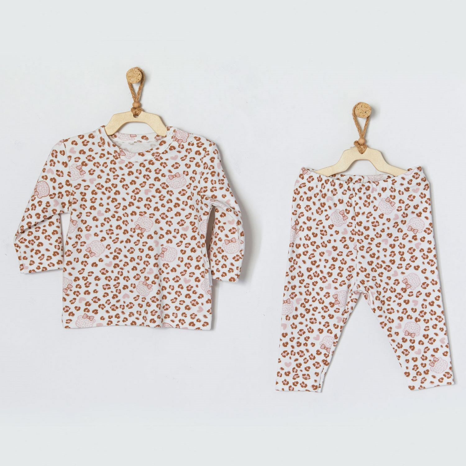 Andywawa Leopar 2'li Bebek Pijama Takımı AC22067 Leopar