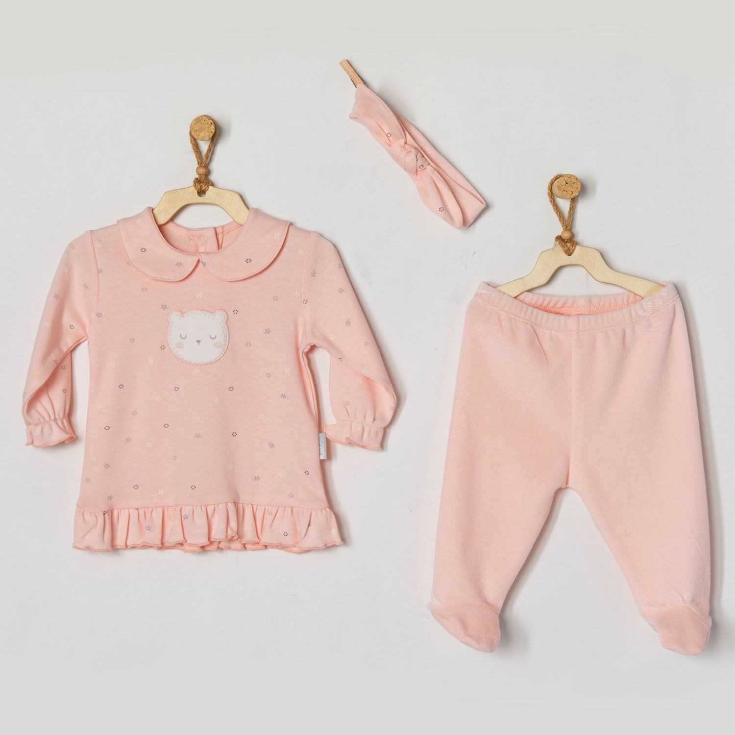 Andywawa Sweet Home 3'lü Kadife Bebek Takımı AC22124 Pembe