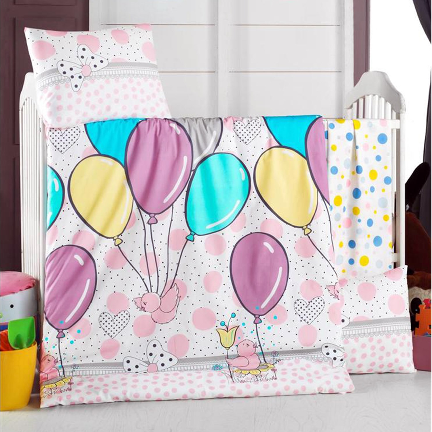 Mixi Baby Ballon Nevresim Takımı 100x150 cm Pembe