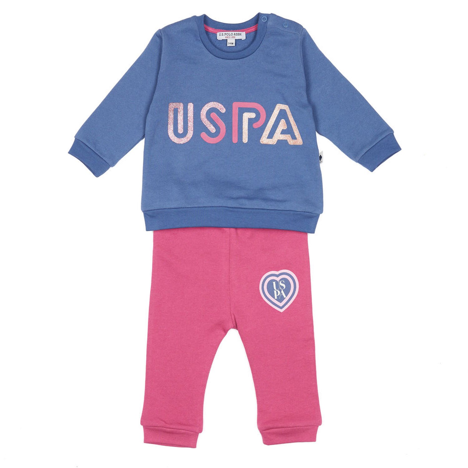 U.S. Polo Assn Uzun Kollu 2'li Bebek Takımı USB596 Açık İndigo