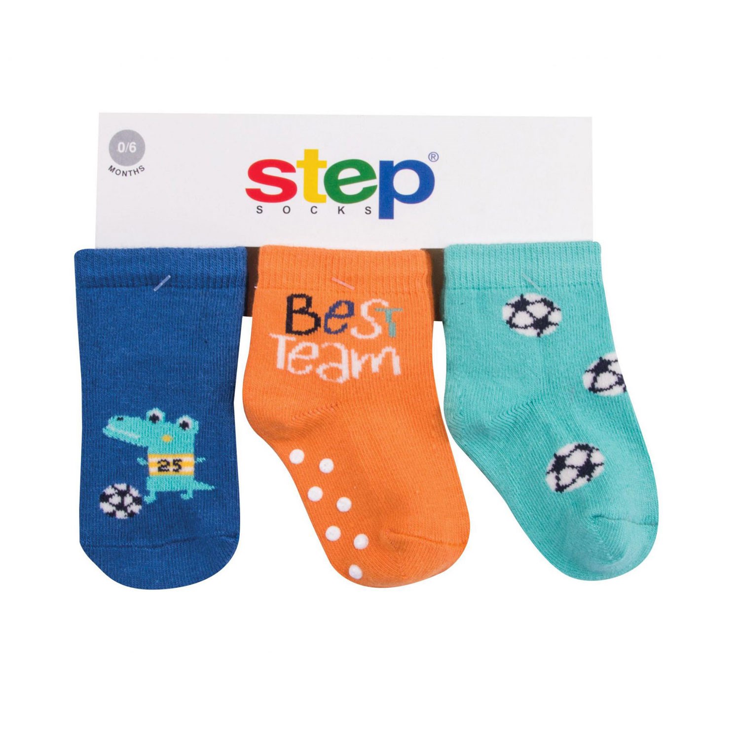 Step Best Team Altıbaskılı 3'lü Bebek Çorabı 10146 Çok Renkli