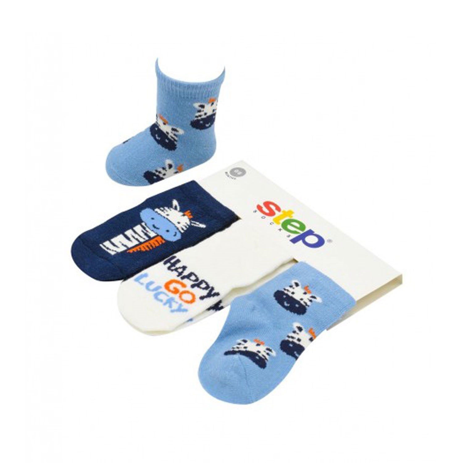 Step Happy Zebra 3'lü Bebek Çorabı 10143 Çok Renkli
