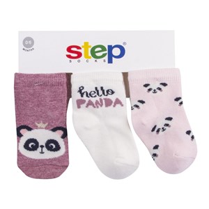Step Simli Panda 3'lü Bebek Çorabı 10174 Çok Renkli