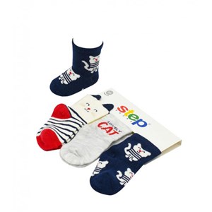 Step 3D Cat 3'lü Bebek Çorabı 10161 Çok Renkli