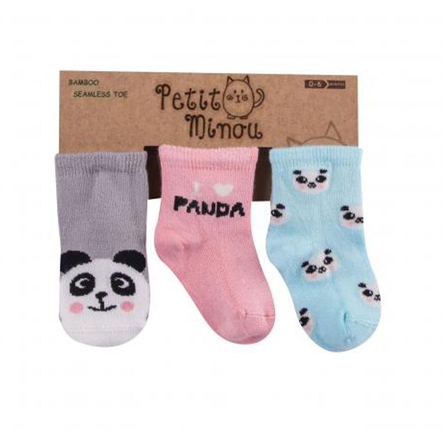 Petit Minou Love Panda 3'lü Bebek Çorabı 2110 Çok Renkli