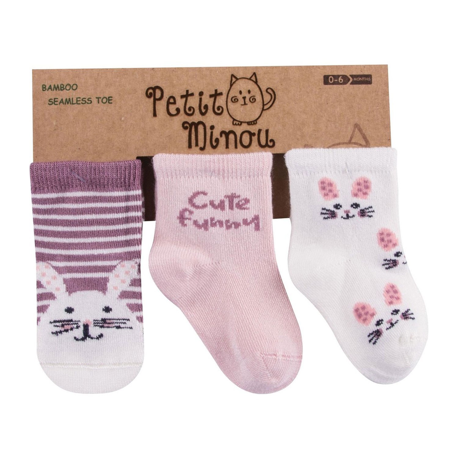 Petit Minou Cute Funny 3'lü Bebek Çorabı 2107 Çok Renkli