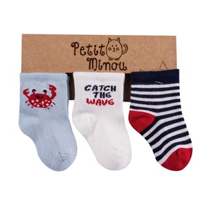 Petit Minou 3'lü Yengeç Soket Bebek Çorabı 2122 Çok Renkli