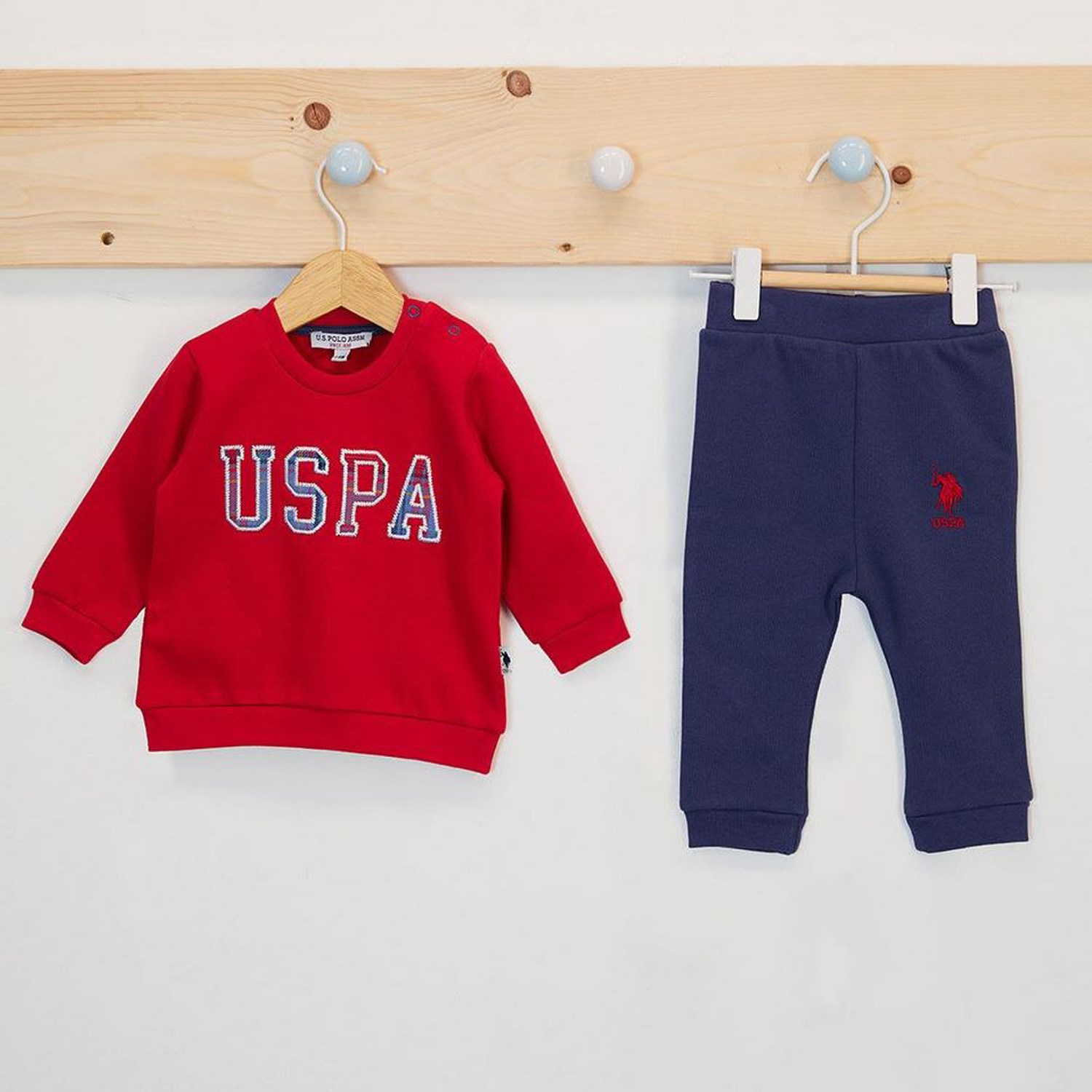 U.S. Polo Assn 2'li Bebek Sweatshirt Takım USB605 Kırmızı
