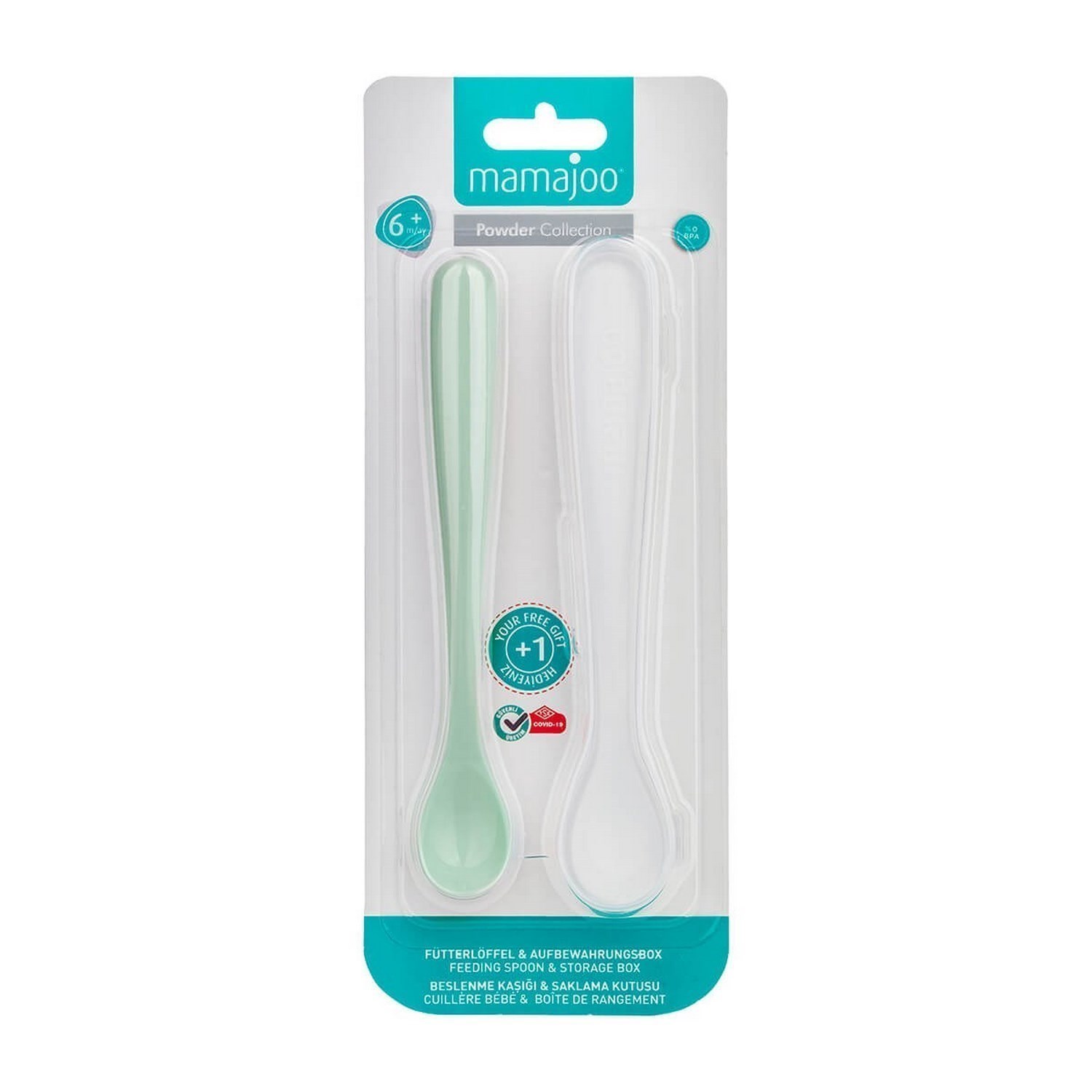 Mamajoo 2'li Beslenme Kaşığı   Saklama Kutusu Powder Green