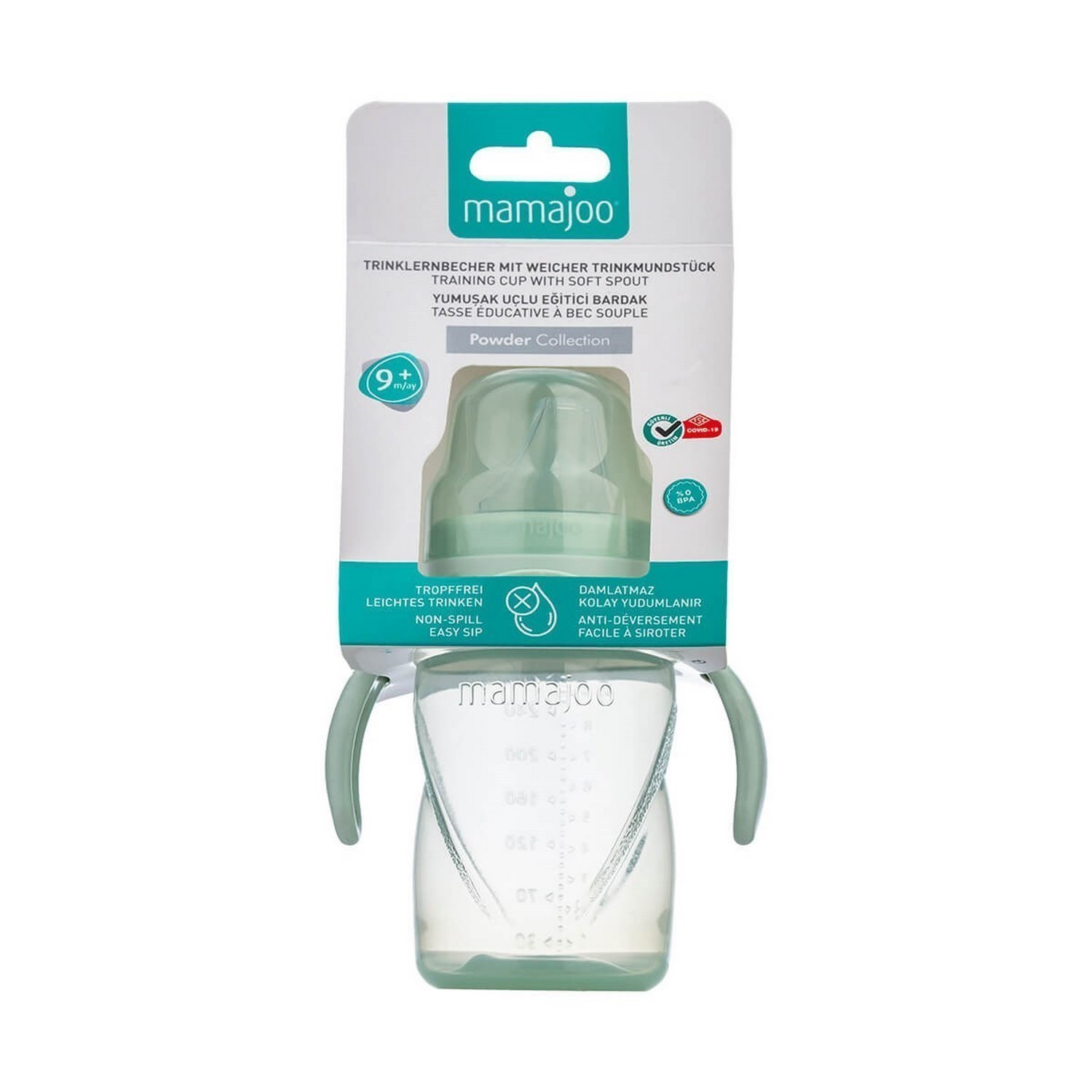 Mamajoo Kulplu Eğitici Bardak 270 ML Powder Green