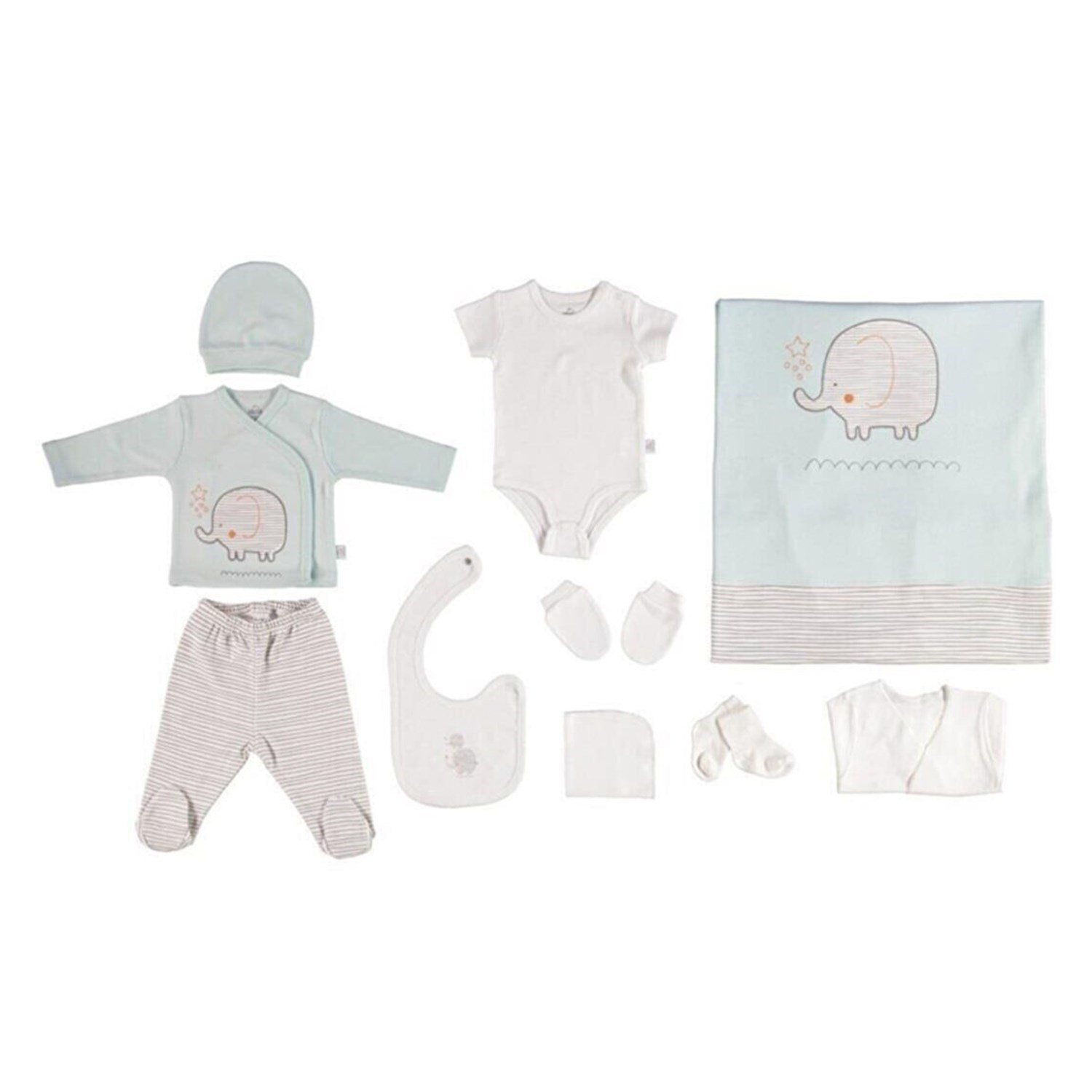 Bibaby Summer Elephant 10'lu Bebek Hastane Çıkış Seti 63184 Mint