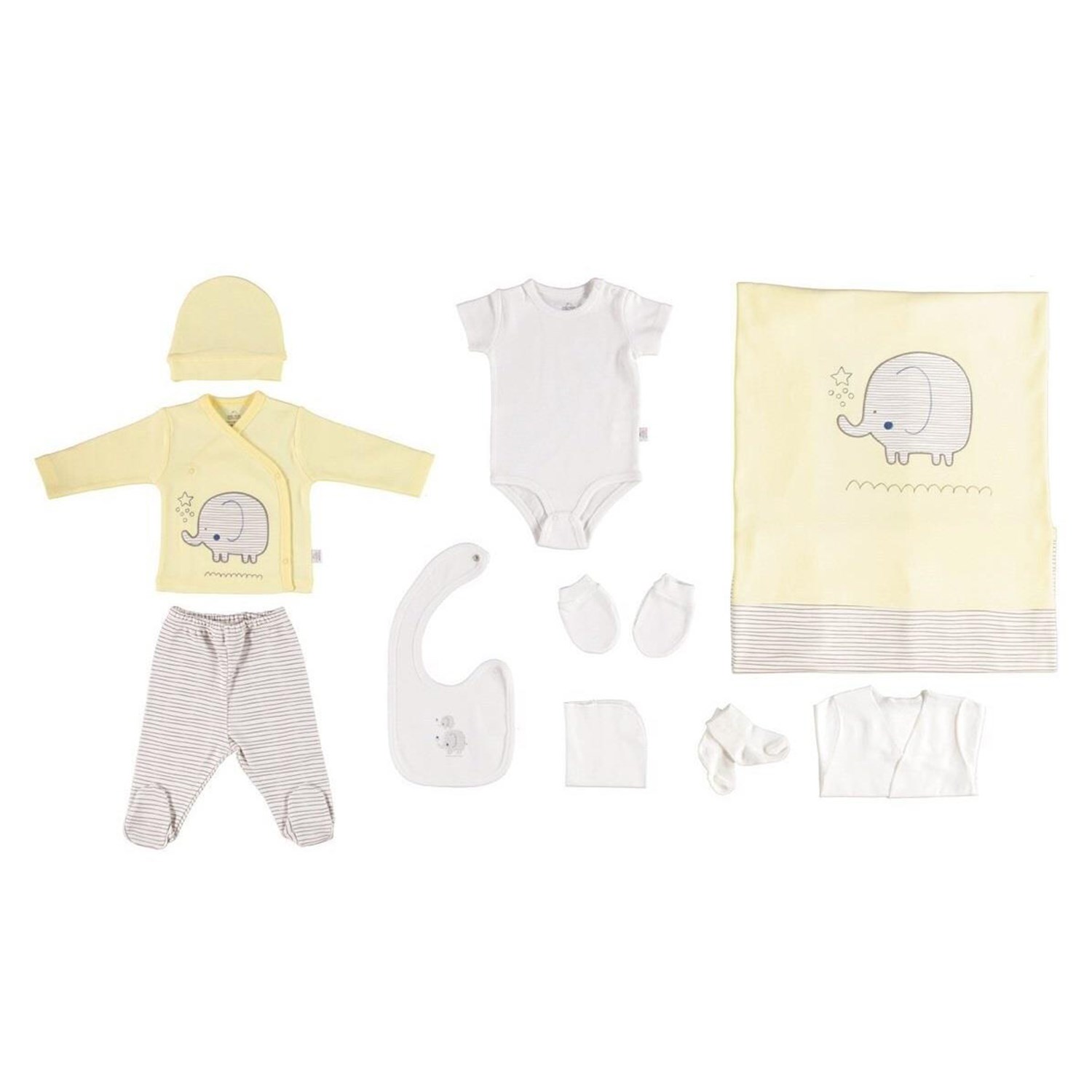 Bibaby Summer Elephant 10'lu Bebek Hastane Çıkış Seti 63184 Sarı