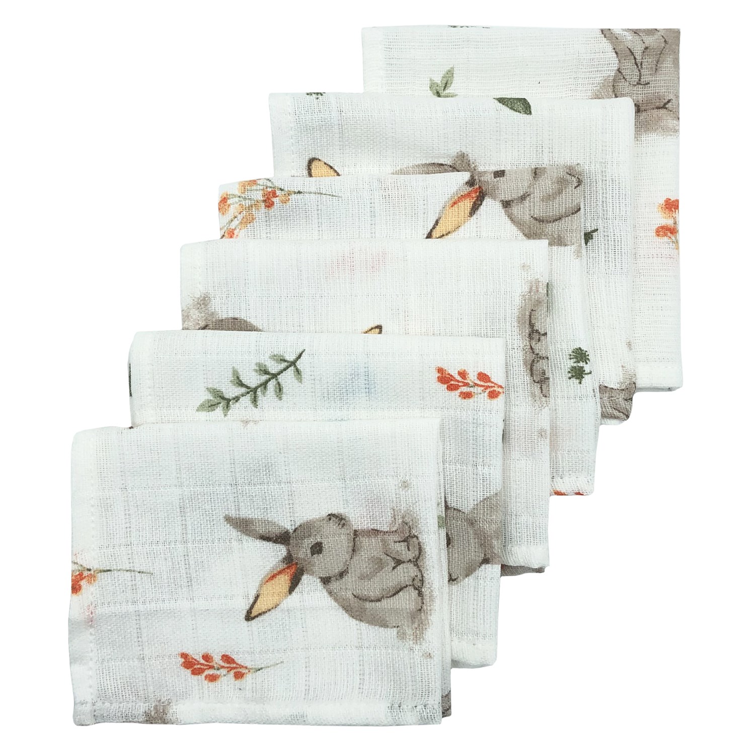 Mynest Müslin Ağız Mendili 6 Parça 25x25 cm 1011 Krem-Kahverengi