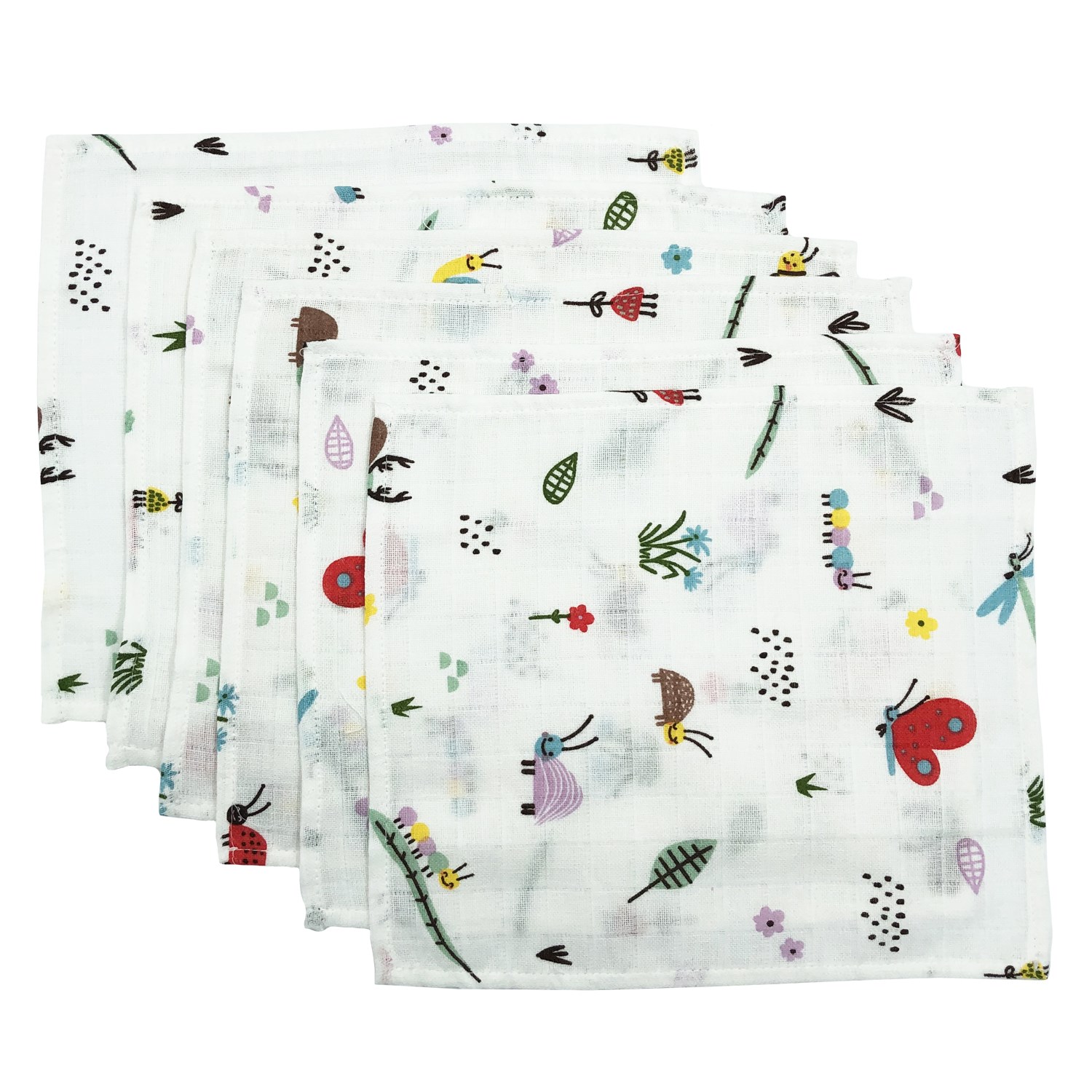 Mynest Müslin Ağız Mendili 6 Parça 25x25 cm 1011 Krem-Kırmızı