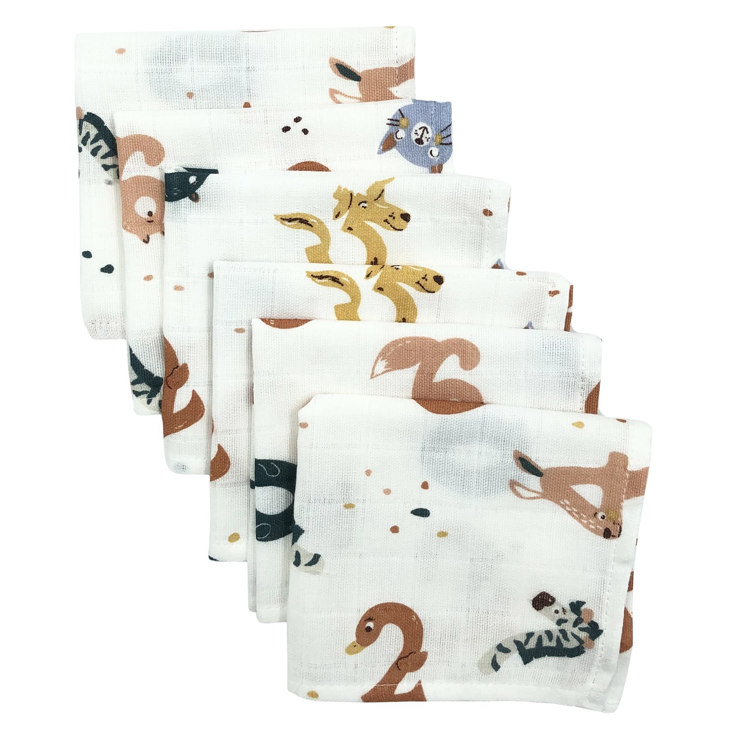 Mynest Müslin Ağız Mendili 6 Parça 25x25 cm 1011 Krem-Turuncu