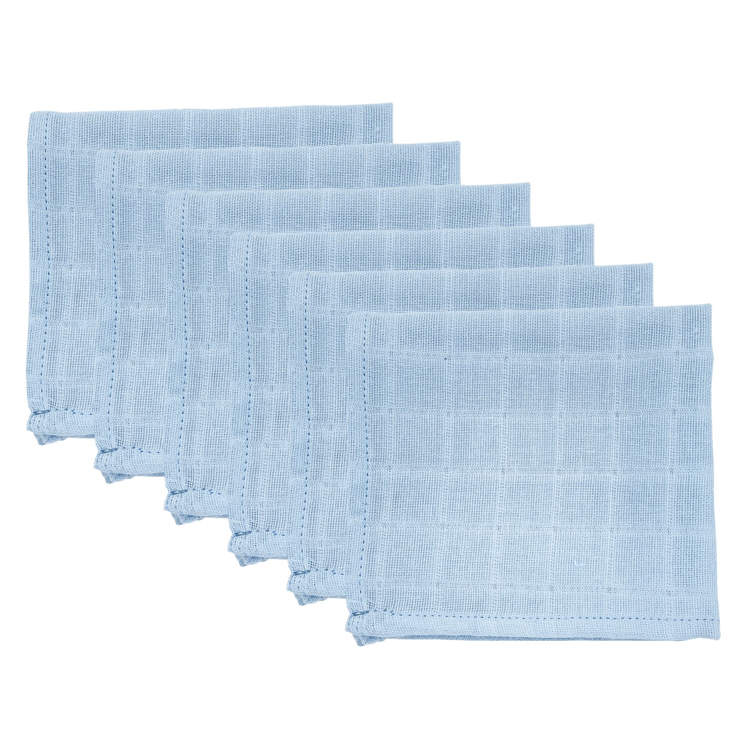 Mynest Müslin Ağız Mendili 6 Parça 25x25 cm 1011 Mavi