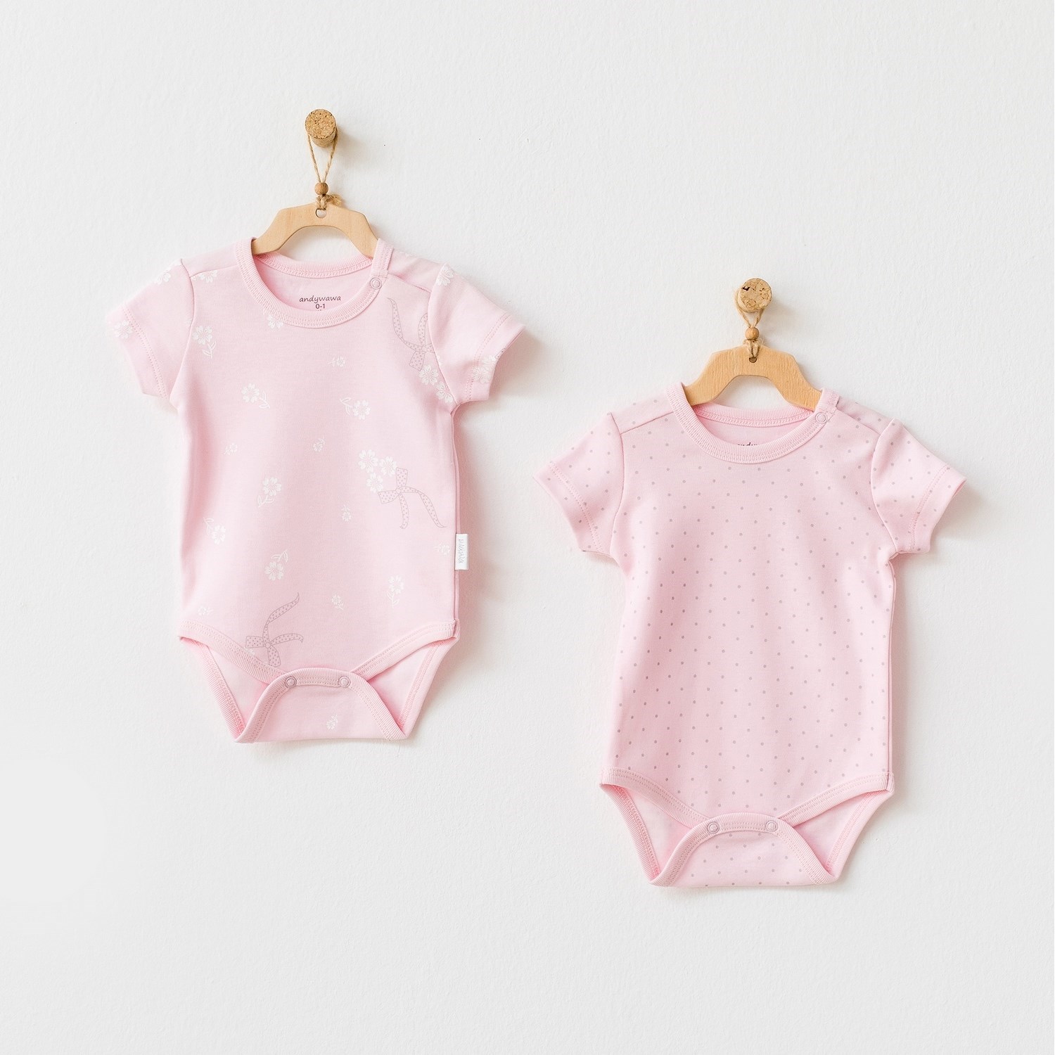 Andywawa Milly Ballet Kısa Kollu 2'li Bebek Body AC21805R Pembe