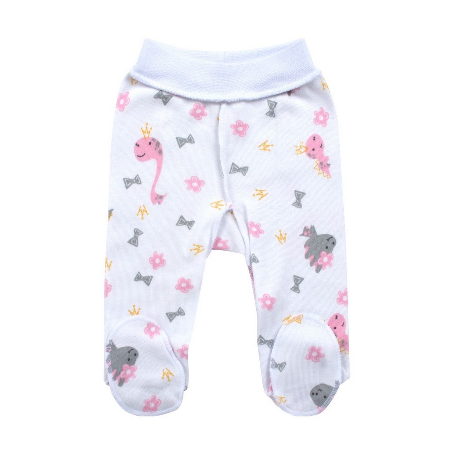 Sevi Bebe Prematüre Patikli Alt Pijama 6921 Beyaz-Pembe