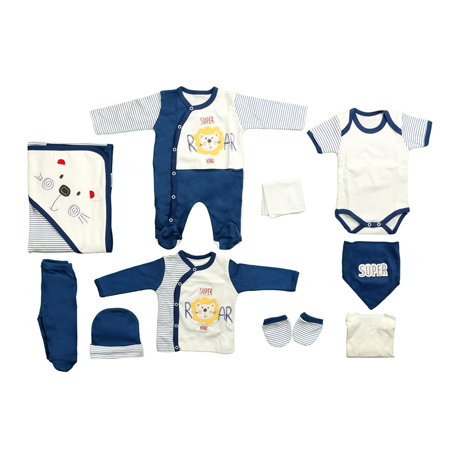 Dinemis Baby Aslanlı 10'lu Hastane Çıkış Seti 4022 İndigo