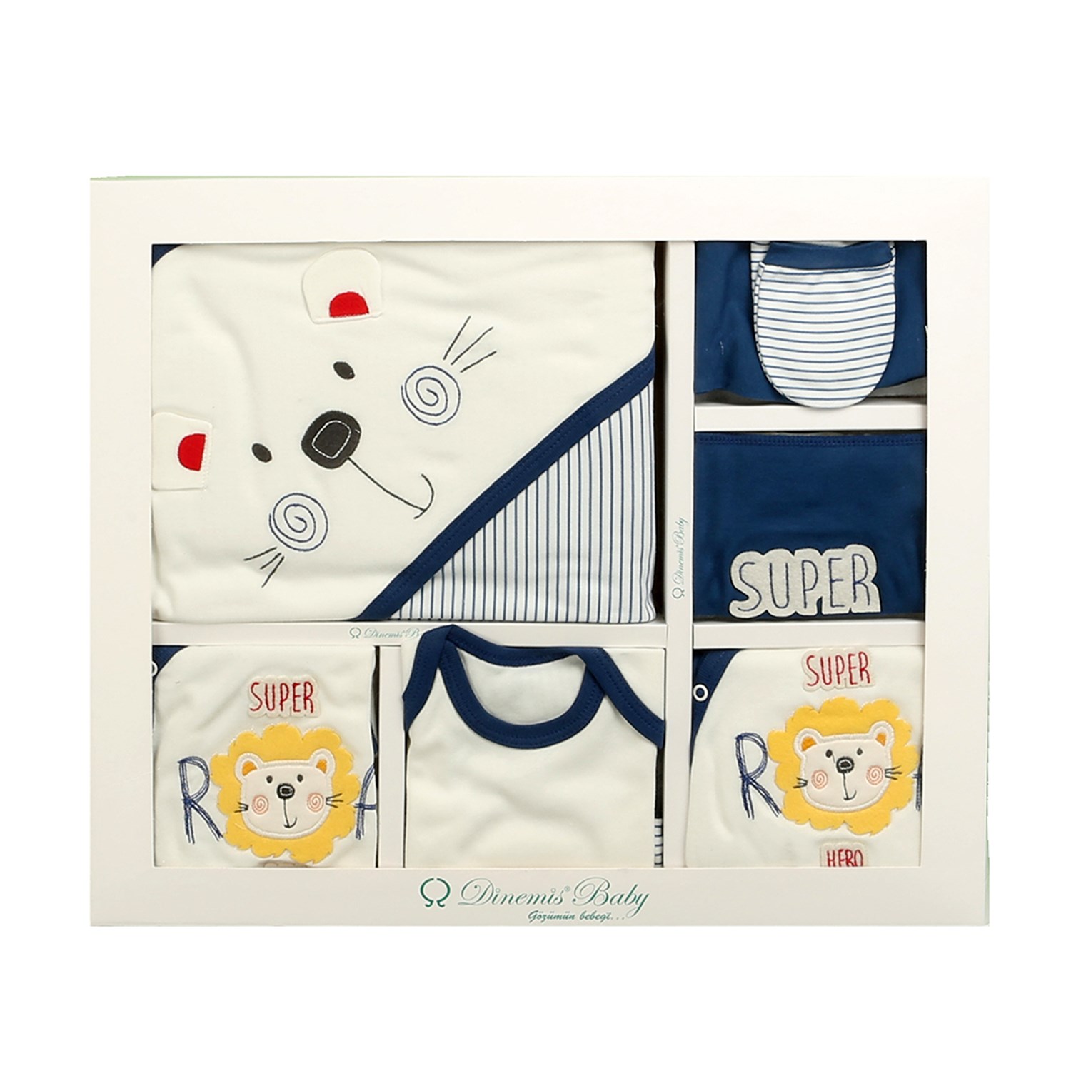 Dinemis Baby Aslanlı 10'lu Hastane Çıkış Seti 4022 İndigo