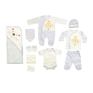 Dinemis Baby Aslanlı 10'lu Hastane Çıkış Seti 4022 Gri-Melanj